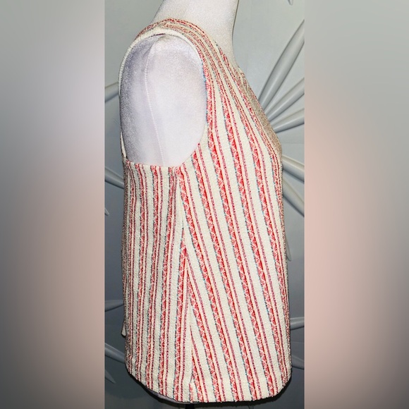 NWT Madewell SZ XS beige/red/blue/yellow boucle’ top w/wide shoulder straps - Picture 3 of 7